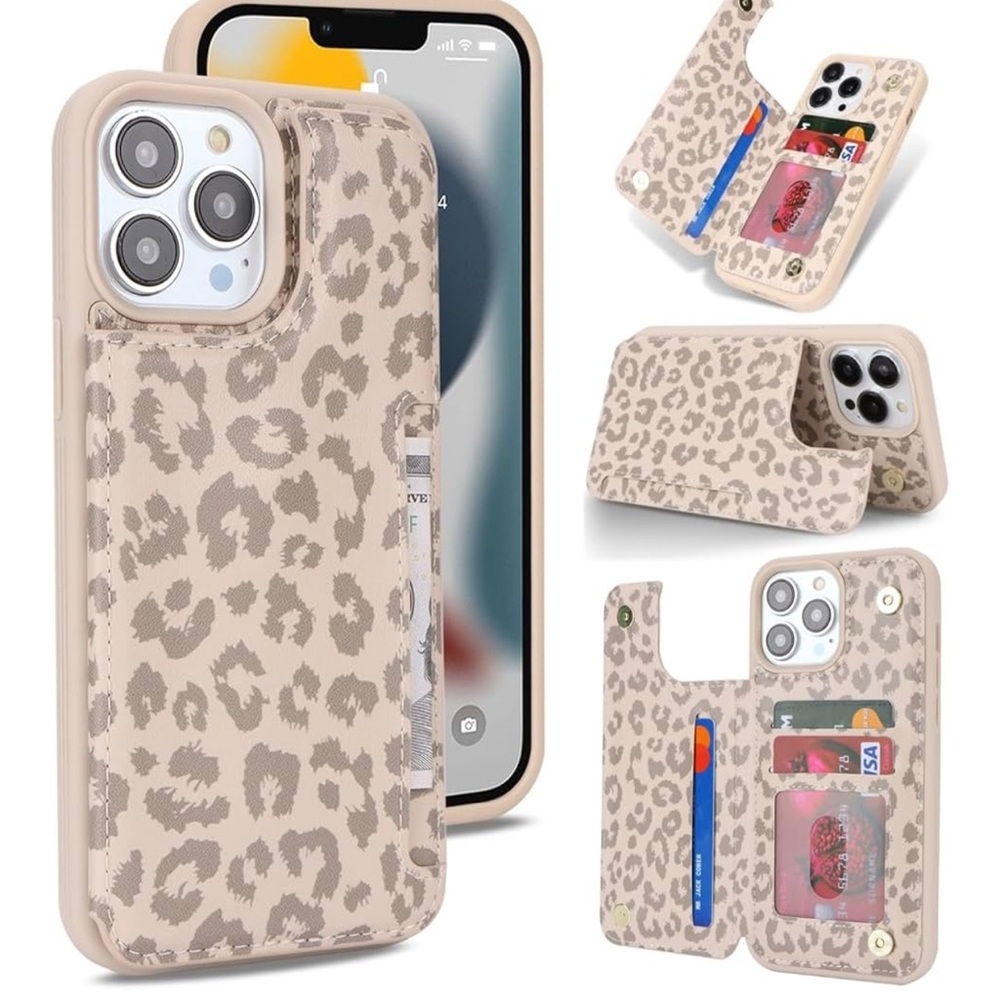iPhone 12 Max Pro Leopard Print Phone Case with Card Holder